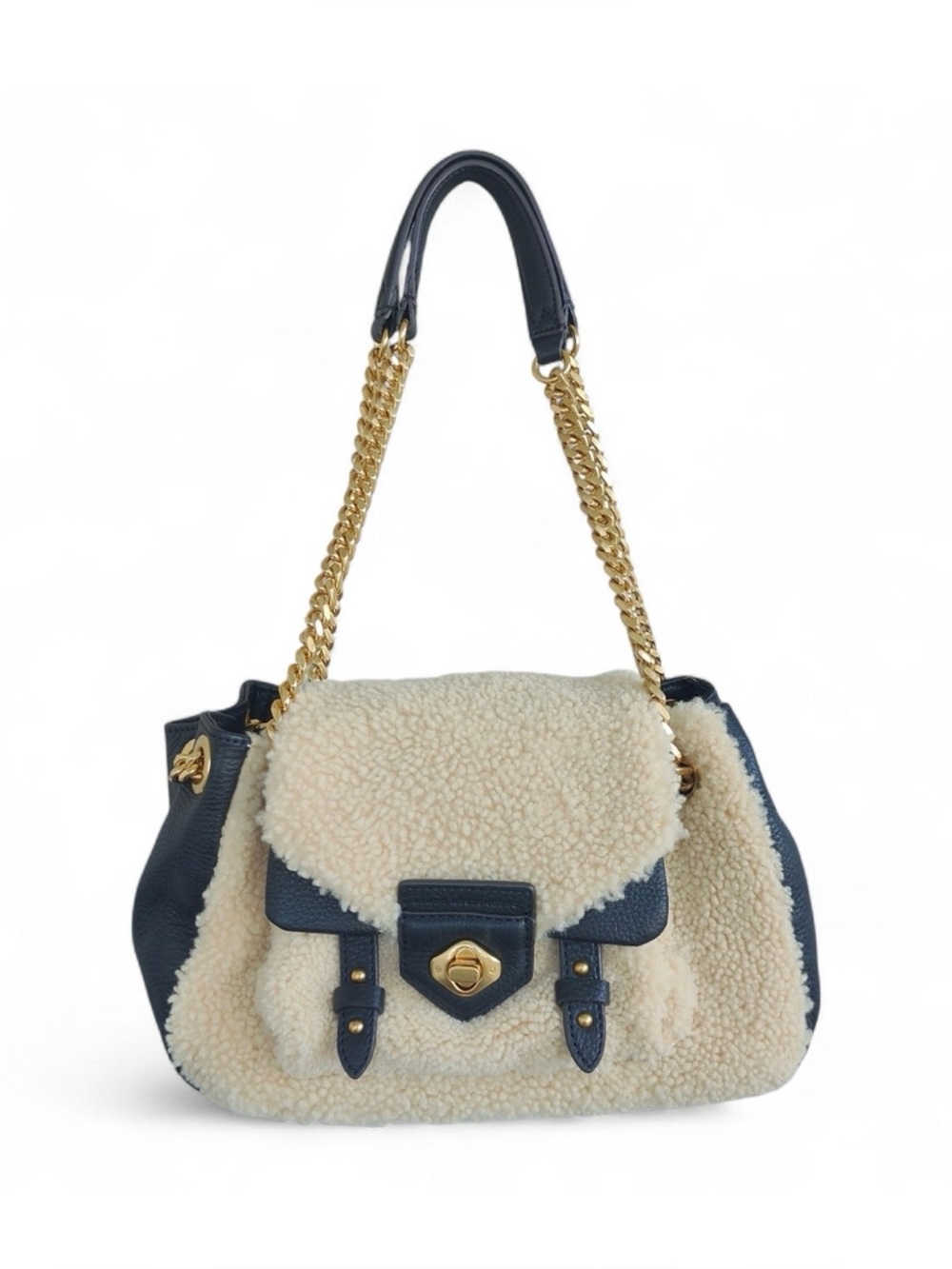 NWT Aimee Kestenberg Chain Reaction Shearling Satchel Bag + Dust Bag